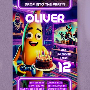 Videospiel-Party einladen | Gaming-Geburtstagseinladung | Personalisierte Kindergeburtstagskarte | Druckbare Neon Laser Vorlage | sofort download