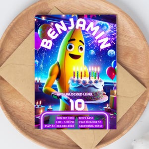Invitación de cumpleaños de videojuegos / Invitación a una fiesta de videojuegos / Tarjeta de cumpleaños personalizada para niños / Plantilla láser de neón imprimible / Descarga instantánea