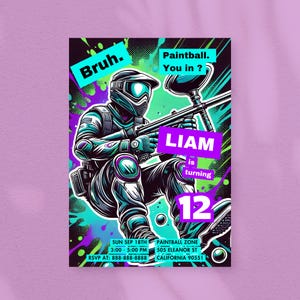 Paintball-Party Einladung | Paintball Geburtstagseinladung | Personalisierte Kindergeburtstagskarte | Druckbare Geburtstags Spiel | sofort download