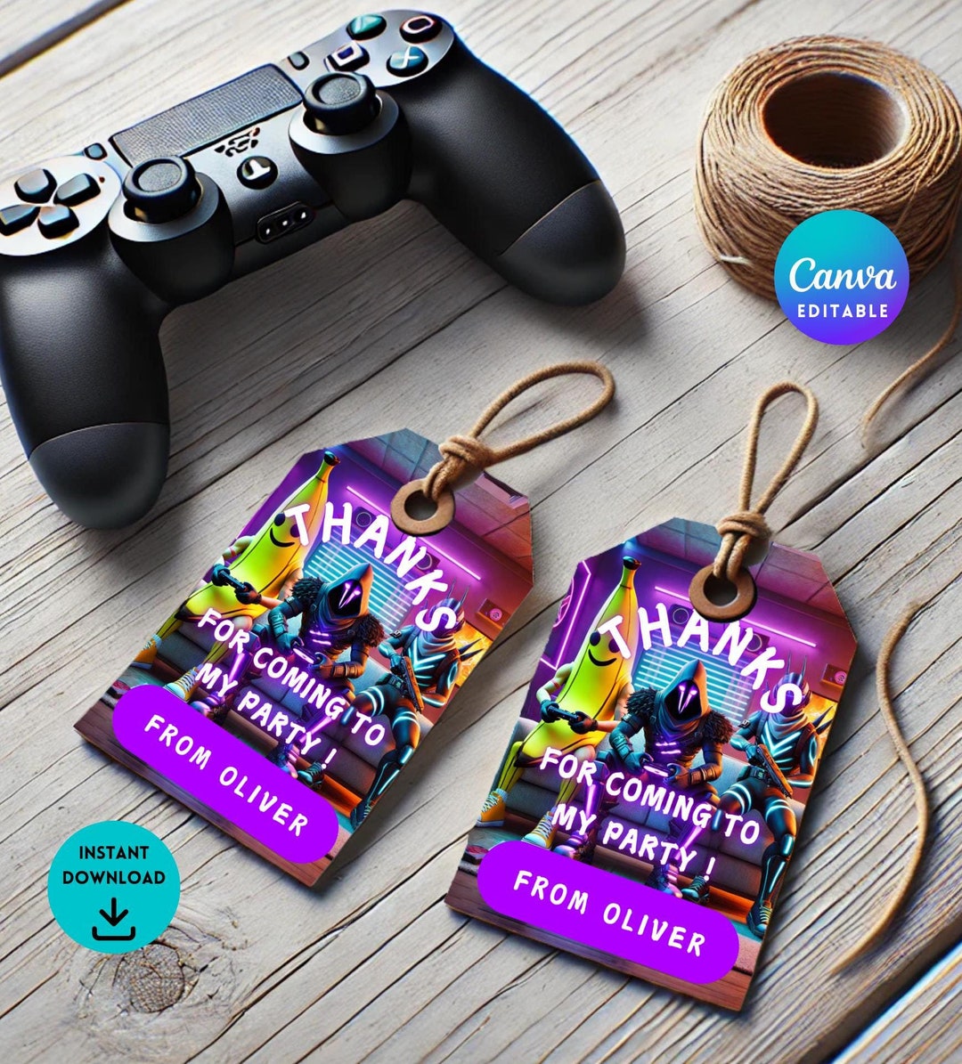 Video Game Favor Tag | Neon Birthday Party Gift Tag (digital Download ...