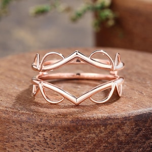 Enhancer wedding band, infinity ring jacket, rose gold ring guard, bridal stackable ring, half eternity matching ring, promise ring women