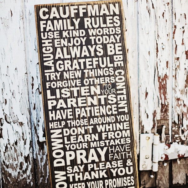 Family Rules | Subway Art | Modern Farmhouse | Custom | Personalized | Rustic | Wall Decor
