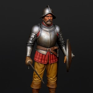 Conquistador STL File | 3D Printable Historical Miniature | Spanish Warrior Figure in Armor