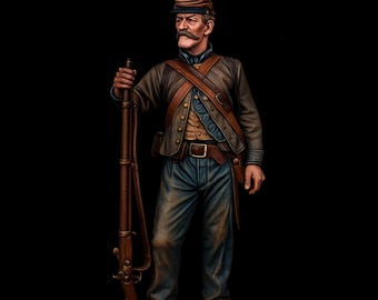 Konföderierter Soldat STL-Datei. Druckbare Historische Miniature Figur für 3D Druck
