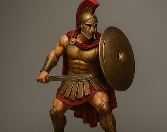 Archivo STL de guerrero espartano / Modelo para impresión 3D de soldado griego antiguo / Figura en miniatura de gran detalle / Estatua histórica imprimible en resina
