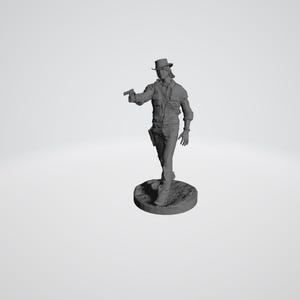 Red Dead Redemption - John Marston aiming with revolver 3D model. Cowboy Gunslinger Figurine – 3D Printed Western Miniature – Gamer Gift