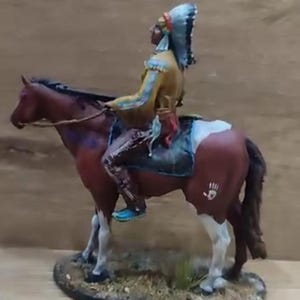 Wild West Indian Statue on Horse | 3D Figure | Tribal Warrior Figurine