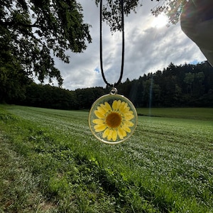 Epoxy resin daisy pendant, New Year&#39;s gift, pressed flower pendant. Mascot. Epoxy resin daisy pendant