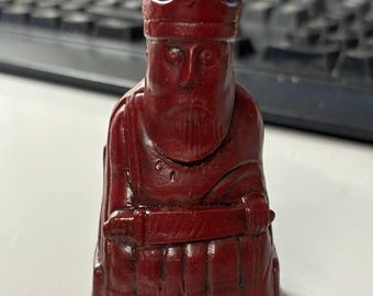 Isle of Lewis Chess Piece. Individual Isle of Lewis Chess Piece - King. Viking figurine. Handmade