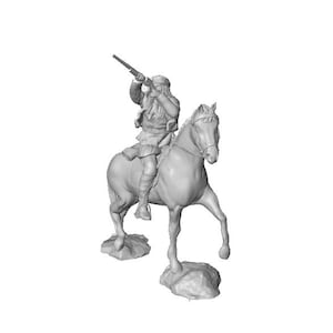 Western Horseman Figurine | 3D Printed Cowboy Figurine | Horseback Hunter Diorama | Wild West Resin Model | Tabletop Miniature Gift