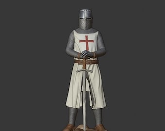 Crusader Knight STL File - Mittelalterlicher Krieger der Kreuzzugs Ära 3D Print Model