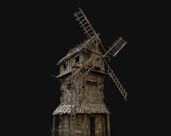 Medieval Wooden Windmill STL File | Fantasy Windmill Terrain | Tabletop Scenery | 3D Printing Model | DnD RPG Diorama