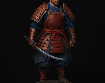 Samurai STL-bestand | Realistische samoeraiminiatuur voor 3D-printen