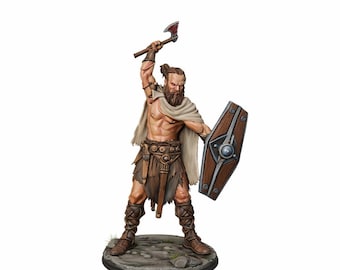 Gallic Warrior with Axe STL – Ancient Celtic Fighter Miniature for 3D Printing