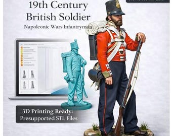 19th Century British Soldier STL – Napoleonic Wars Infantry – Collector Quality 3D Print Model – Resin Miniature – Personal Use
