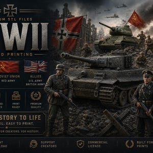 Paquete STL del Ejército de la Segunda Guerra Mundial: Soldados alemanes, soviéticos y estadounidenses + Armas (925 MB)