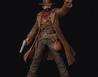 Wild West Bandit STL | Outlaw with Colt Revolver | Western Gunslinger 3D Print | Old West Miniature