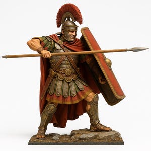 Figuur: Romeinse centurion 1e-2e CAD-model Spear of Rome 3D. 3D-figuur 50 mm, 70 mm, 90 mm, 120 mm