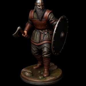 Vikingakrigare STL-fil | Nordisk yxkämpe miniatyr | 3D-utskriftsfigur
