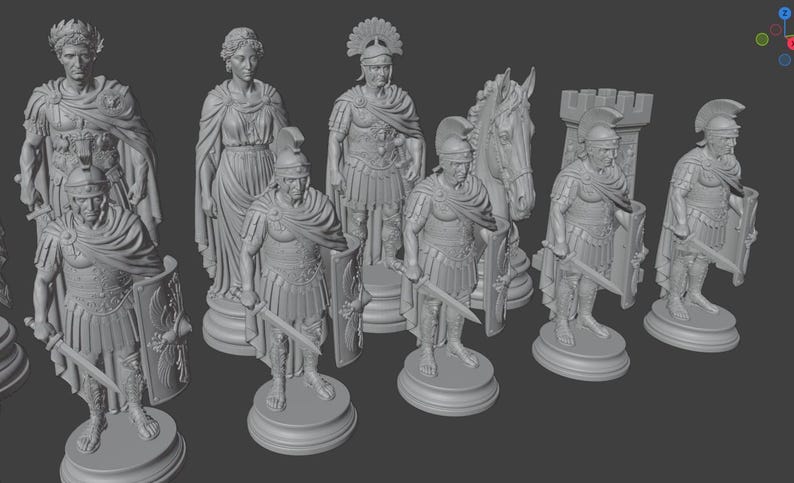 Roman Chess Set STL Files | 3D Print Ancient Rome Pieces (instant ...