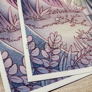Autumn Moon Art Print: Dark Moonlit Forest, Woman with Lantern (5x7) Matte Cotton Rag Paper image 3