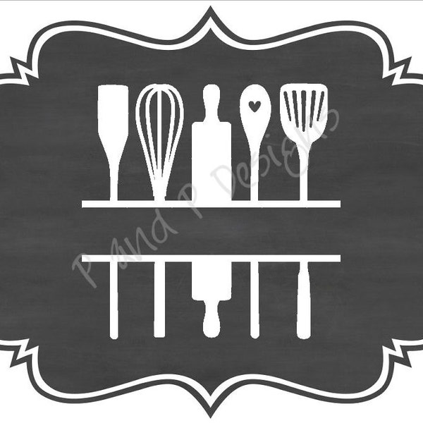 Split Kitchen Utensils SVG & PNG - Instant Download