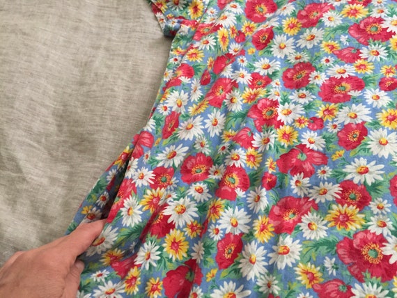 Vintage Cotton Floral Shift Dress with Pockets - image 5