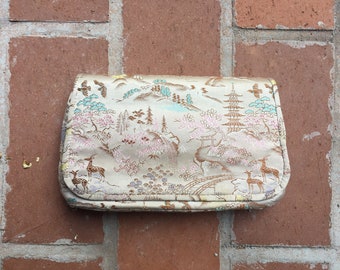 Vintage Japanese Satin Handbag Clutch in Original Gift Box