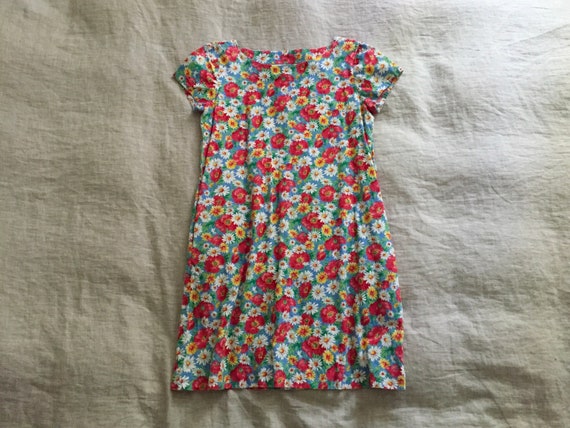 Vintage Cotton Floral Shift Dress with Pockets - image 1