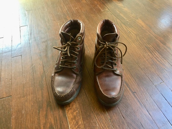 red leather work boots