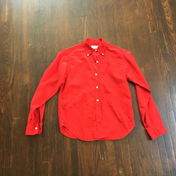 Vintage 1950s Women's Red Cotton Oxford Button Down XS