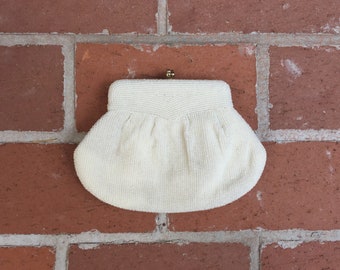 Vintage 1960s Ivory Heavily Beaded Evening Bag
