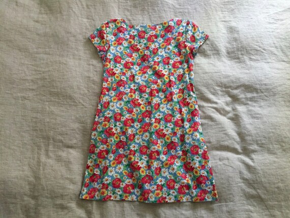 Vintage Cotton Floral Shift Dress with Pockets - image 7