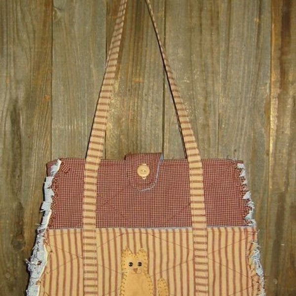 Large, Rag Quilted, Purse with Applique, E Pattern, PDF, Digital Downloadable Pattern