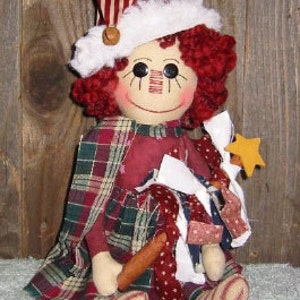Americana Christmas Doll Epattern, Raggedy Ann,  Digital Downloadable Pattern