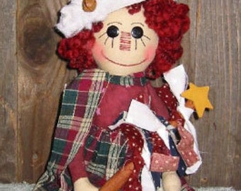 Americana Christmas Doll Epattern, Raggedy Ann,  Digital Downloadable Pattern