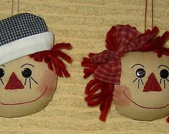 Raggedy Doll Ornies E-Pattern,  Digital Downloadable Pattern