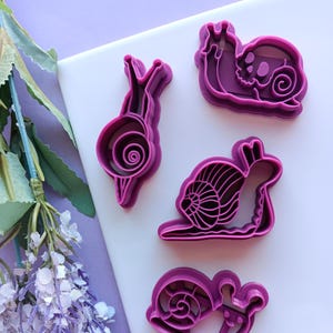 Garden snails - Polymer clay cutter - Multiple designs and sizes - Spring time cottage core designs