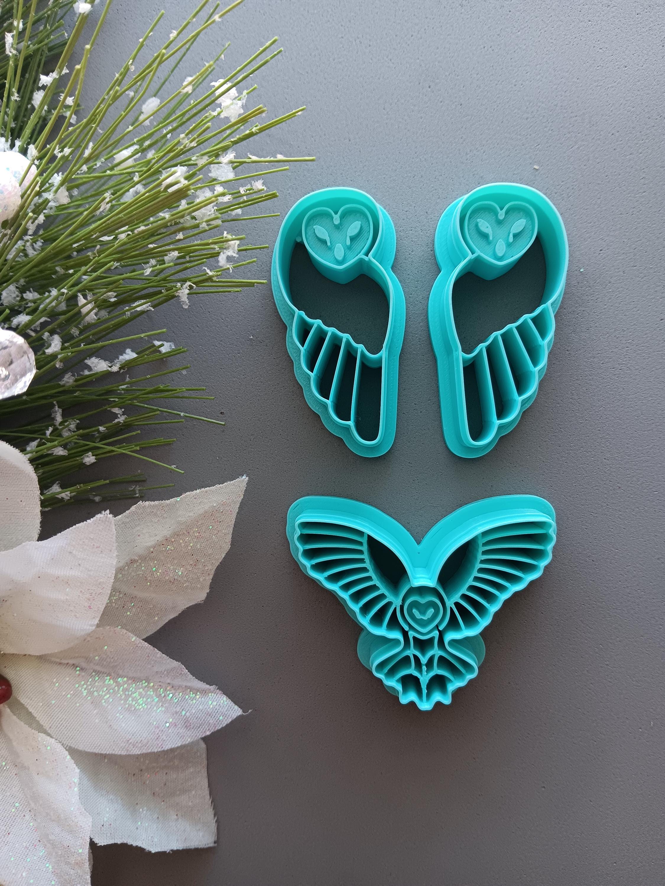 Snow Owl- Polymer clay cutter tool - Winter Solstice designs - Flying animal - Wings