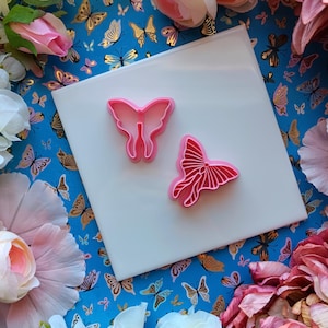 Lined and plain butterflies - Polymer clay cutter tool - Multiple sizes - Spring time cottage core designs