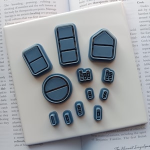 Simple book shelf designs - Polymer clay cutter tool - Multiple designs and sizes - Book lover furniture with micro book cutter set