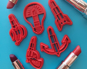 Lipstick Theme Polymer Clay Cutter – Arrow, Anchor, Light Bulb Designs