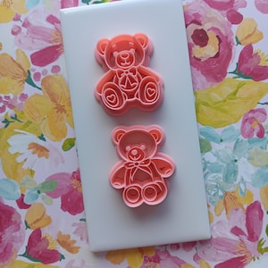 Teddy bear stuffy - Exclusive Design - Polymer clay cutter tool - Sweet and cute stuffed animal with bow details - Cartoon style