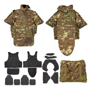 Original Italian army body armor, protective vest NC4-09, bulletproof ballistic vest with Kevlar inserts and  original ceramic plates SK4