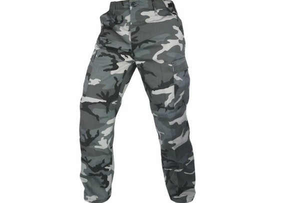 Blue-grey Camo BDU Pants: Lightweight Poly-cotton Ranger