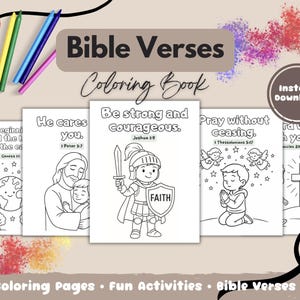 Bible Verse Coloring Pages for Kids | 15 Printable Scripture Pages | Christian Coloring Book for Sunday School