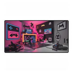 Tapis de bureau gaming, tapis de souris pour gamers, décoration de jeu vidéo, cadeau pour gamer, accessoires de bureau, configuration de jeu