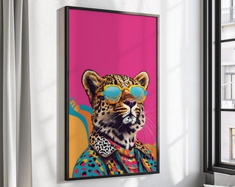 Leopard mit Sonnenbrille Kunstdruck - Lebhaftes Pop Art Tier (Digitaler Download)