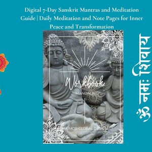 Guide de méditation et de mantras sanscrits numériques de 7 jours | Méditation quotidienne et pages de notes pour la paix intérieure et la transformation
