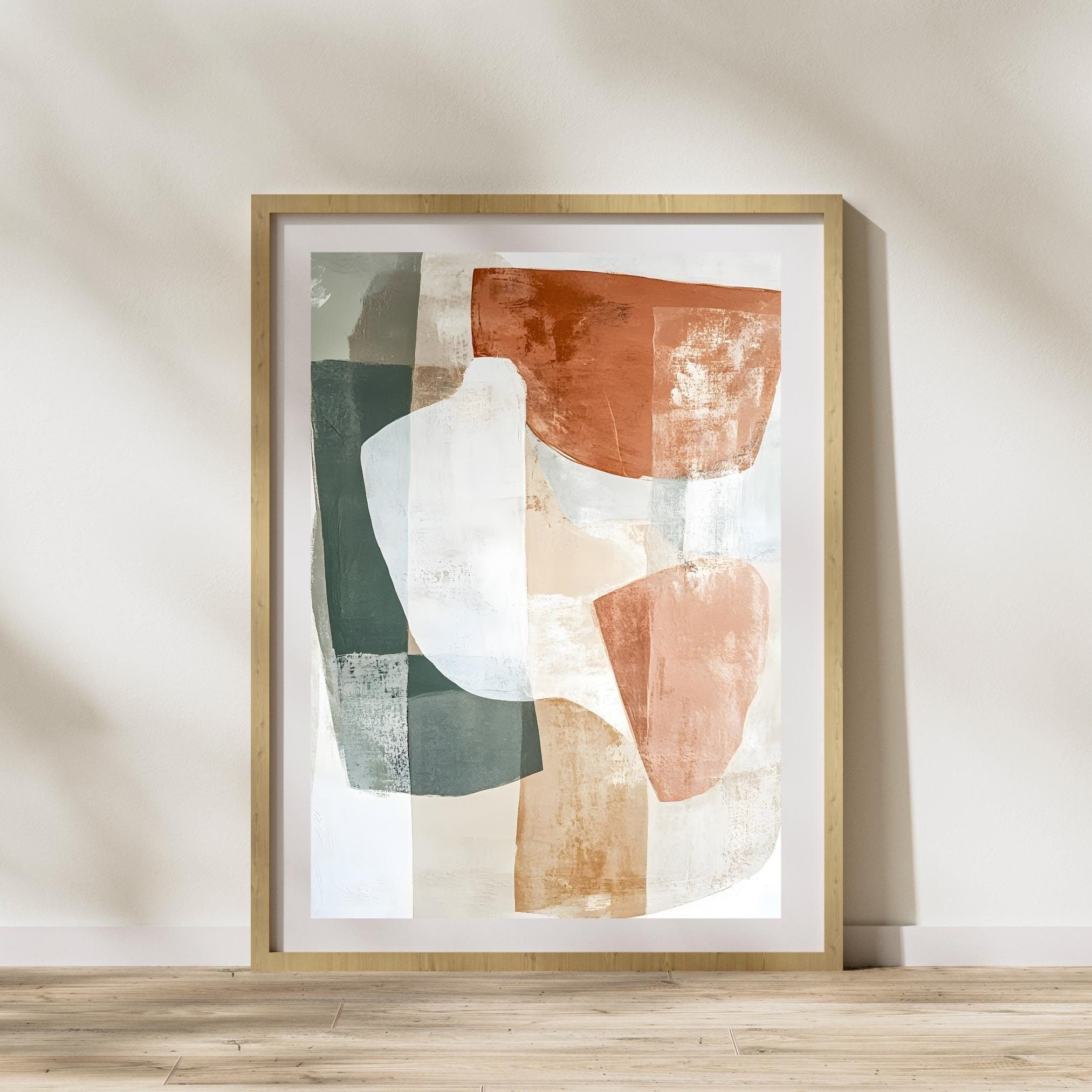 Minimalist Abstract Art Print – Organic Shapes in Earth Tones, Modern ...